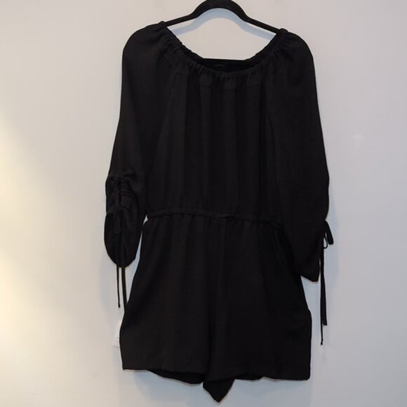 Calvin Klein Drawstring Tie Playsuit Dressy Romper Shorts 3/4 Sleeves Party - Picture 4 of 16